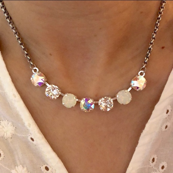 White Opal + AB Crystal Necklace - Picture 5 of 15